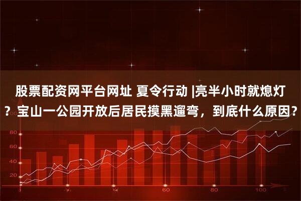 股票配资网平台网址 夏令行动 |亮半小时就熄灯？宝山一公园开放后居民摸黑遛弯，到底什么原因？