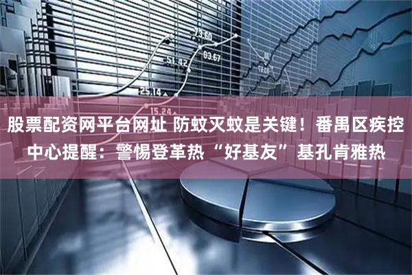 股票配资网平台网址 防蚊灭蚊是关键！番禺区疾控中心提醒：警惕登革热 “好基友” 基孔肯雅热